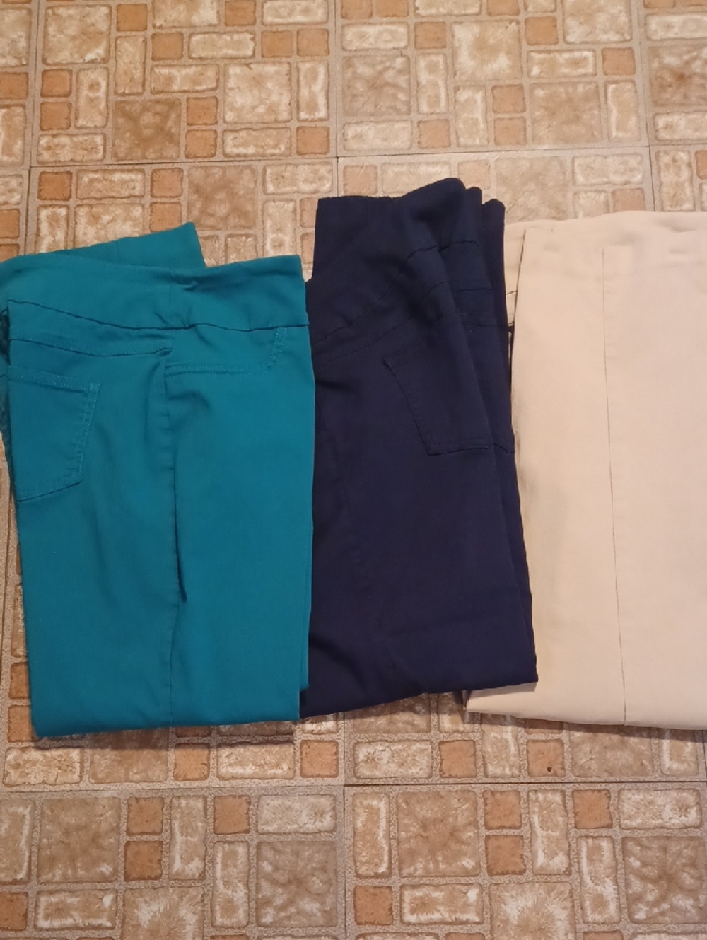 Ruby Rd. Straight Leg Cropped Pants Trio - Teal, Navy, Tan